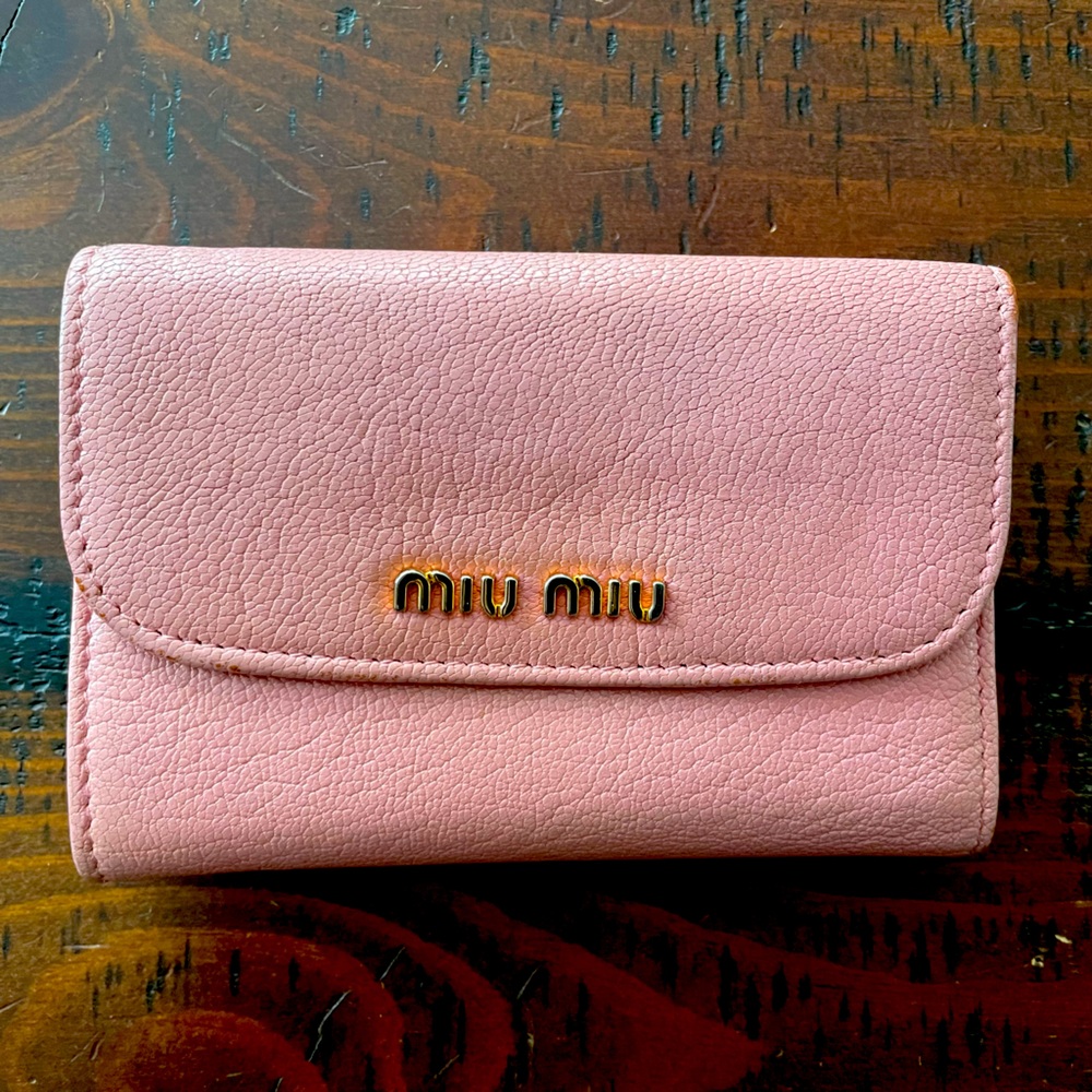 Miu Miu AUTHENTIC blush pink leather wallet E/GC ~